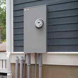 grey electric box installed from electric service upgrades
